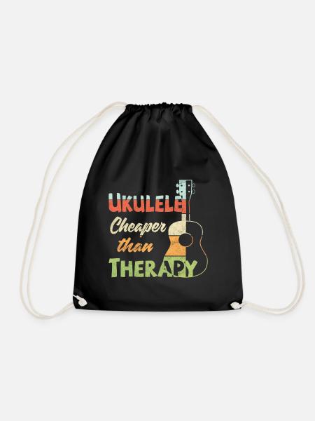 Ukulele! Cheaper than therapy - Turnbeutel - Schwarz