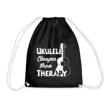 Ukulele! Cheaper than therapy - Drawstring Bag - black - Front