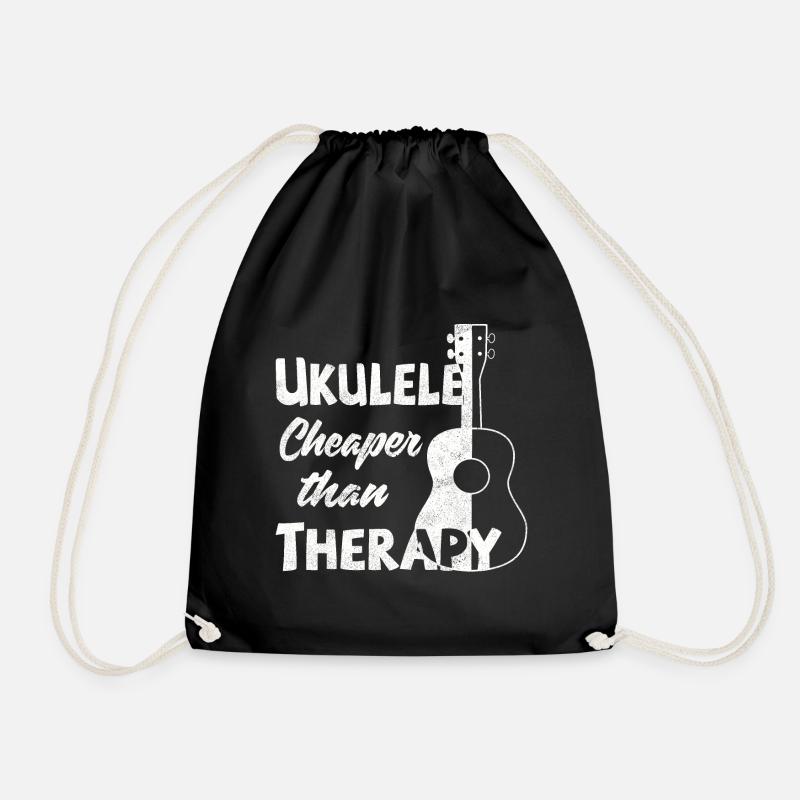 Ukulele! Cheaper than therapy - Turnbeutel - Schwarz