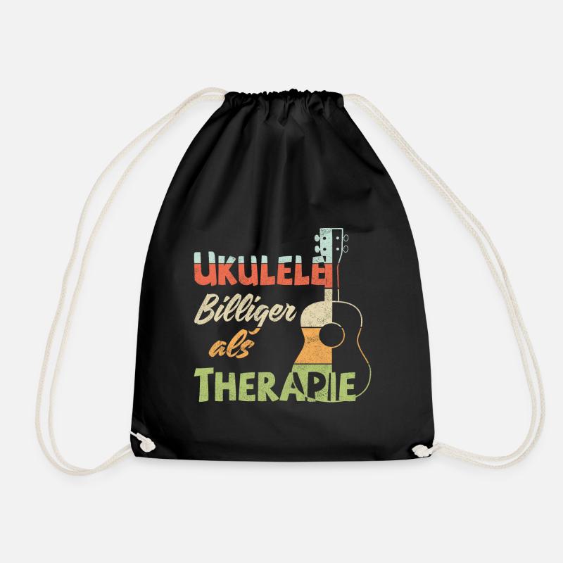Ukulele! Billiger als Therapie - Turnbeutel - Schwarz