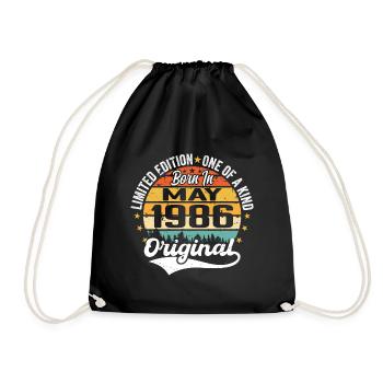 Mai 1986 Cadeau d’anniversaire né en mai 1986 - Sac de sport léger - noir - Devant