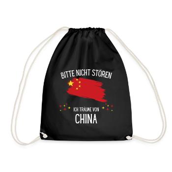 Bitte Nicht Stören Ich Träume Von China - Turnbeutel - Schwarz - Vorne