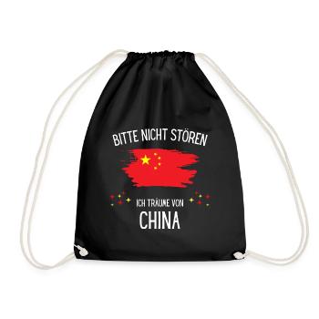 Bitte Nicht Stören Ich Träume Von China - Turnbeutel - Schwarz - Vorne