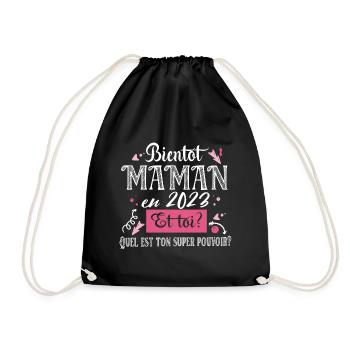 Maman 2023 Super Pouvoir Mère Cadeau Femme Humour - Sac de sport léger - noir - Devant
