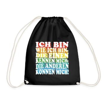 Ich bin wie ich bin - Adenauer Zitat in 3D Text - Turnbeutel - Schwarz - Vorne