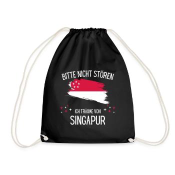 Bitte Nicht Stören Ich Träume Von Singapur - Turnbeutel - Schwarz - Vorne