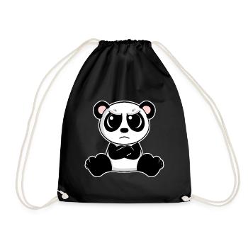 Cute panda is annoyed - Drawstring Bag - black - Front