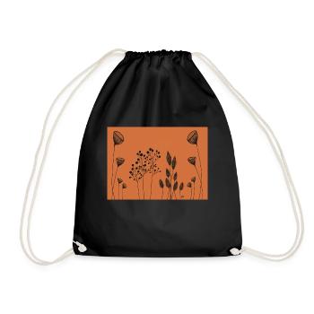 Fleurs fines dessinant orange noir - Sac de sport léger - noir - Devant