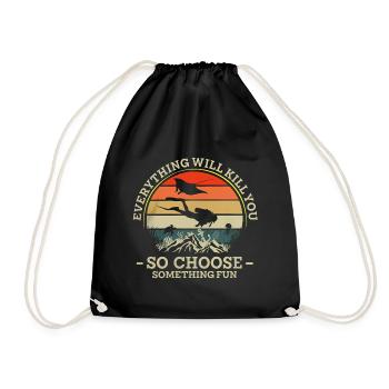 23F 0319 bk - Drawstring Bag - black - Front
