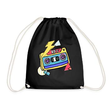 Kassette Musik 80s Geschenk Pop Style - Turnbeutel - Schwarz - Vorne