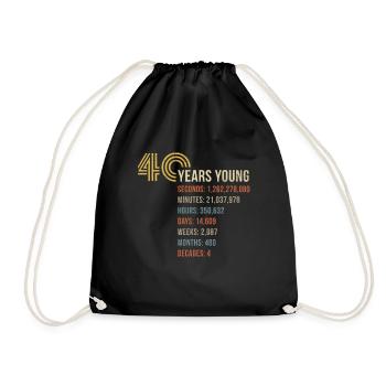 40. Geburtstag 1978 Geschenk Geburtstagsgeschenk - Turnbeutel - Schwarz - Vorne
