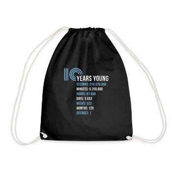 10th birthday boy birthday present ten - Drawstring Bag - black - Front
