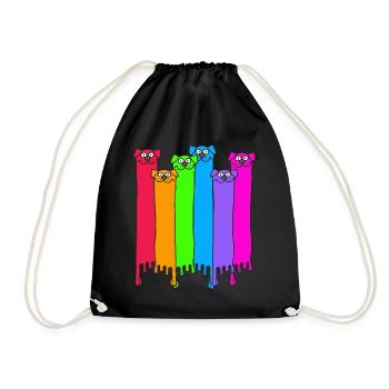 LGBT rainbow dogs - Drawstring Bag - black - Front