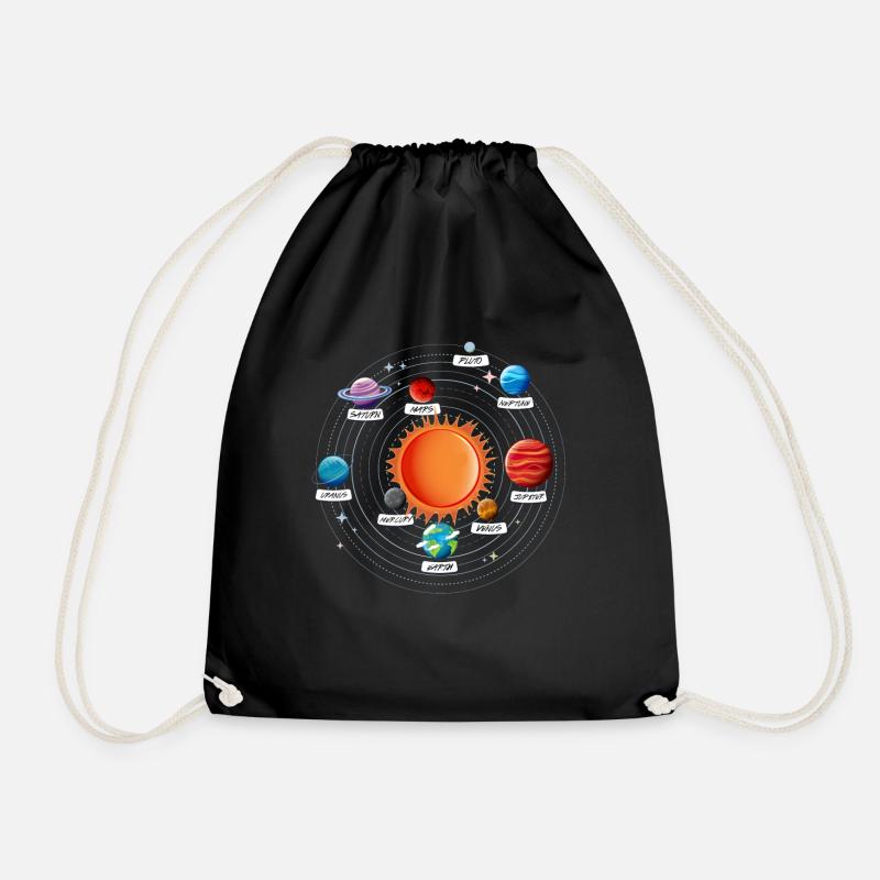 Sonnensystem Planeten Astronomie Geschenk - Turnbeutel - Schwarz