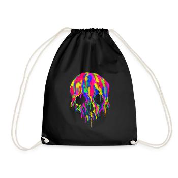 Skull Hipster Watercolors Modern Skull - Drawstring Bag - black - Front