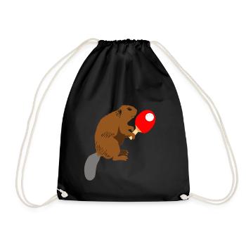 Table tennis racket Beaver rodent gifts - Drawstring Bag - black - Front