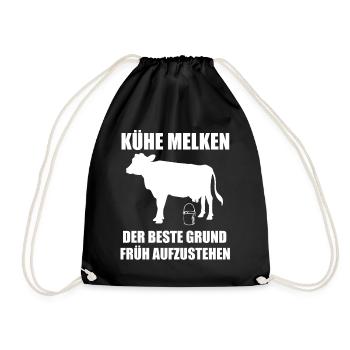 Milking cows - The best reason to get up early - Drawstring Bag - black - Front