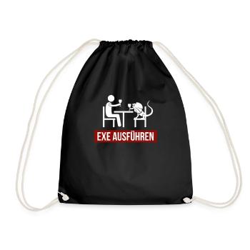 Admin EXE ausführen Sysadmin Systemadmin Dinner - Turnbeutel - Schwarz - Vorne