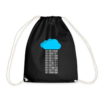 Informatik Binäre Wolke Cloud - Turnbeutel - Schwarz - Vorne