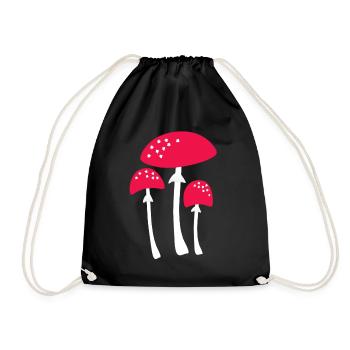Mushroom picking mushrooms Collect hiking forest dwellers - Drawstring Bag - black - Front