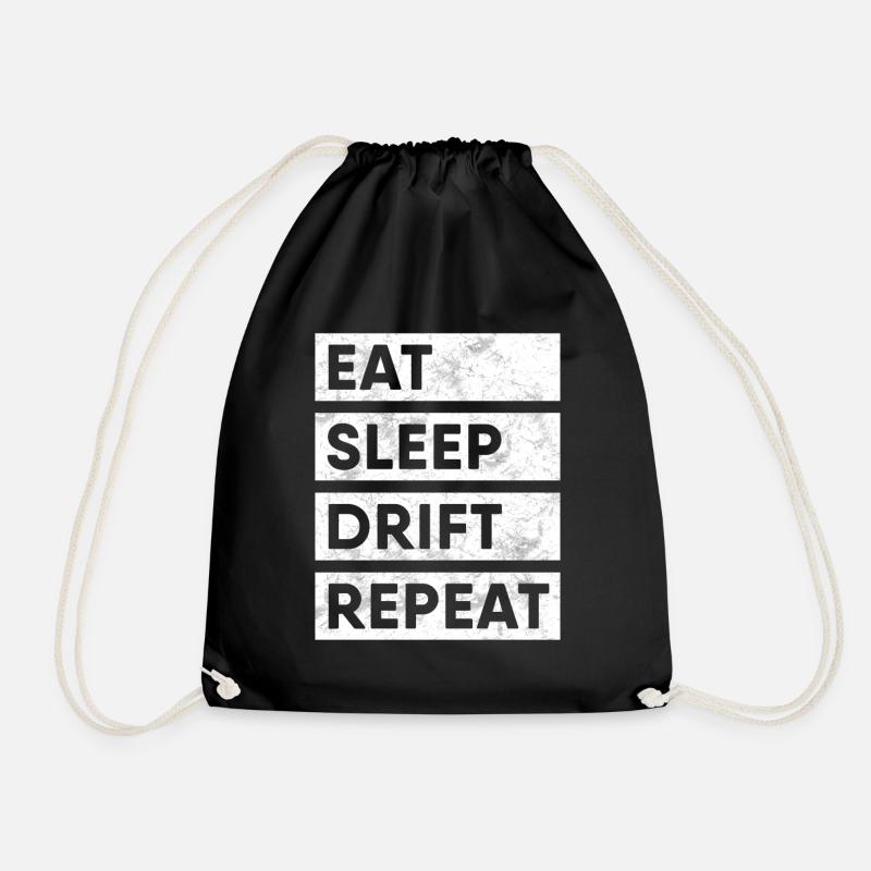 Drifter Eat Sleep Drift Repeat Shirt Auto Driften - Turnbeutel - Schwarz