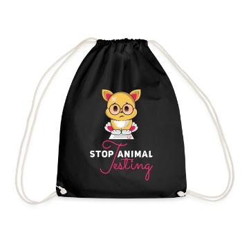 Stop Animal Testing Stoppt Tier Versuche Geschenk - Turnbeutel - Schwarz - Vorne