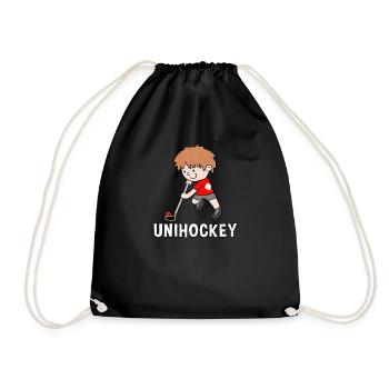 Unihockey Schweiz Kinder rot weiss Geschenkidee - Turnbeutel - Schwarz - Vorne