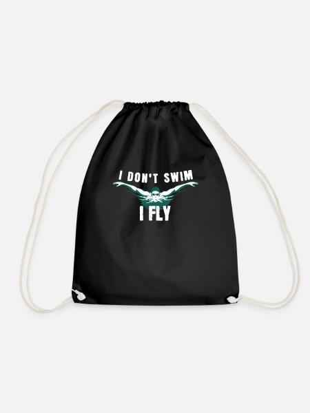 I Don´t Swim I Fly Schwimmen Schwimmer Wassersport - Turnbeutel - Schwarz