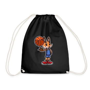 Basketball Fox Player Zoo Sport Ball Game - Drawstring Bag - black - Front