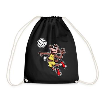 Volleyball Monkey Sport Handball Active Sport Fitness - Drawstring Bag - black - Front