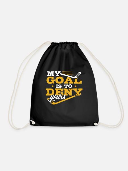Ice Hockey Goalie Penalty Puck Goalkeeper Gift - Drawstring Bag - black