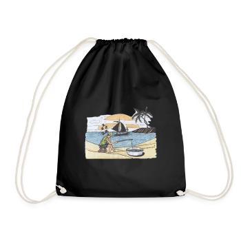 Fishing angler fish hobby fishing sport fishing - Drawstring Bag - black - Front