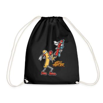 Saucisse de dessin animé de dessin animé - Sac de sport léger - noir - Devant