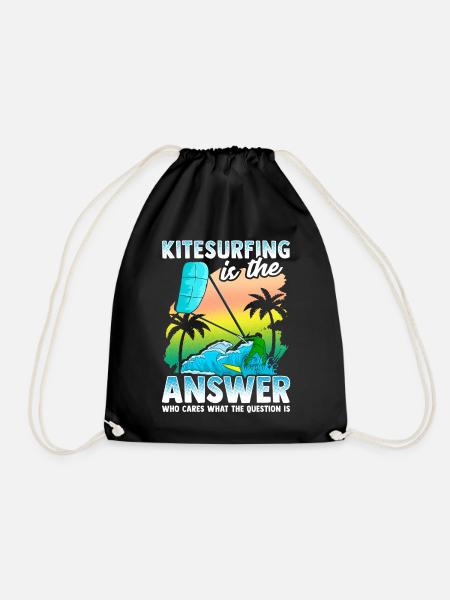 Kitesurfen ist die Antwort Kitesurfer Geschenkidee - Turnbeutel - Schwarz