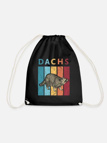 Dachs Retro - Turnbeutel - Schwarz