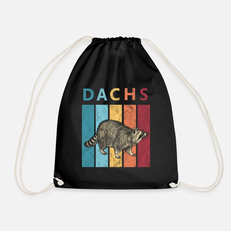 Dachs Retro - Turnbeutel - Schwarz