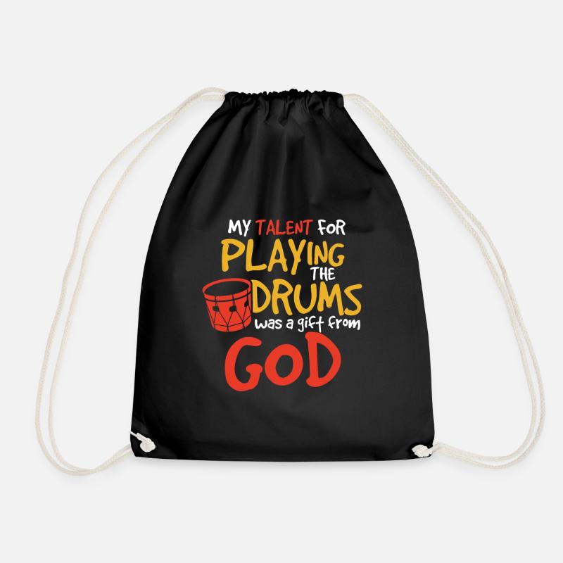 Drummer and Jesus Drums Drumming Drumsticks Gift - Drawstring Bag - black