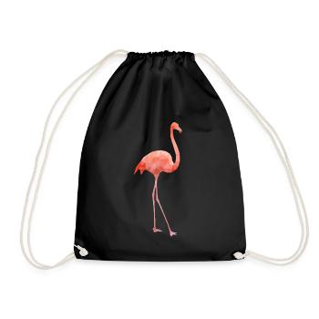 Flamingo, Flamingos polygon geometrisch - Turnbeutel - Schwarz - Vorne