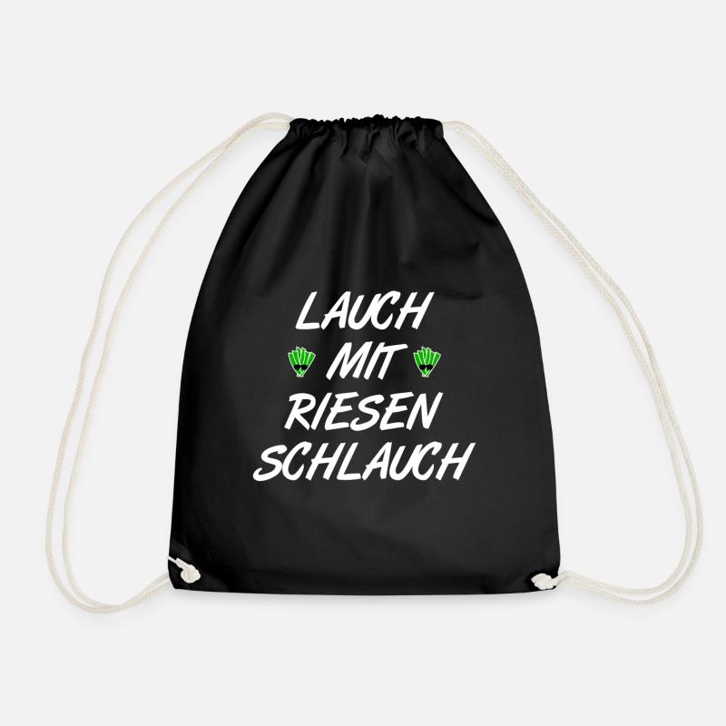 Lauch mit riesen Schlauch - Turnbeutel - Schwarz