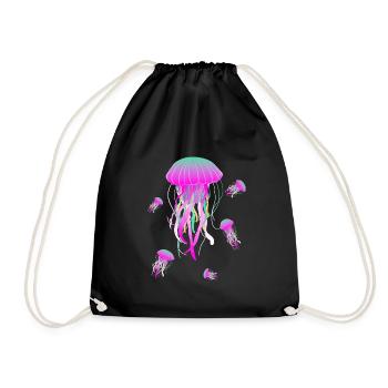 Jellyfish Medusa Meduse Nettle Jellyfish Sea Jellyfish - Drawstring Bag - black - Front