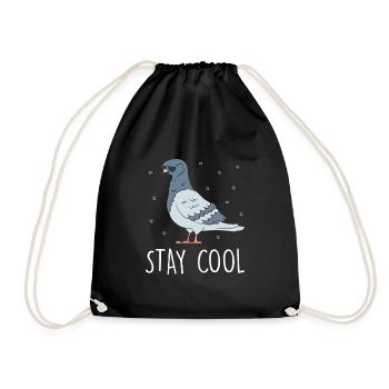 Pigeon with sunglasses, pigeon fanciers, pigeons - Drawstring Bag - black - Front