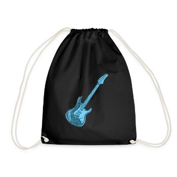 Blue electric guitar, guitar - Drawstring Bag - black - Front