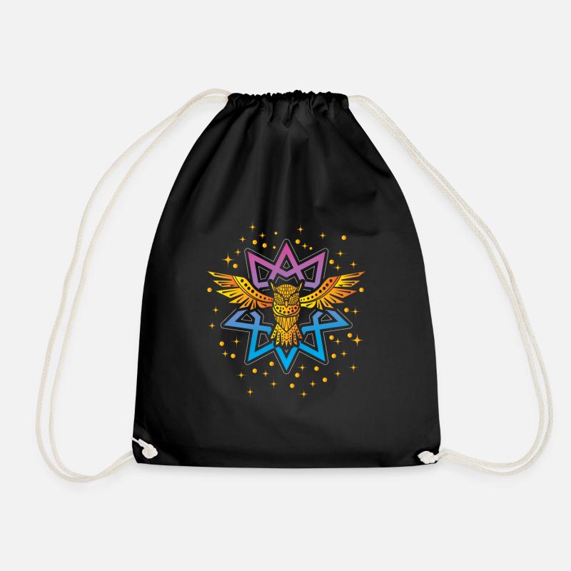 Eule Boho Gold Symbol - Turnbeutel - Schwarz