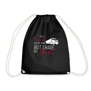 The Truck Has My Husband I Have His Heart Truck - Drawstring Bag - black - Front