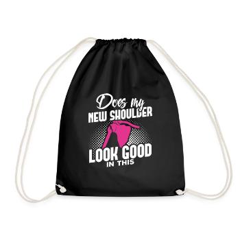 Shoulder Replacement Post New Surgery Gift - Drawstring Bag - black - Front