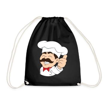 Koch, Küchenchef, Pizzabäcker, Bäcker, Daumen hoch - Turnbeutel - Schwarz - Vorne