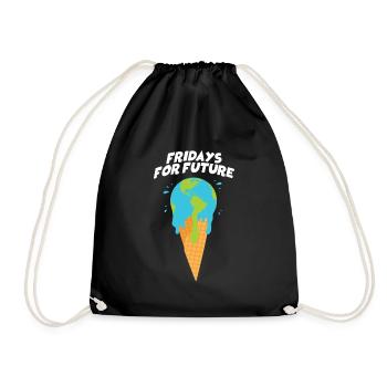 Fridays For Future - World melts as ice ball - Drawstring Bag - black - Front