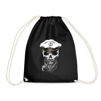 Crâne de capitaine avec barbe et sifflet - Sac de sport léger - noir - Devant