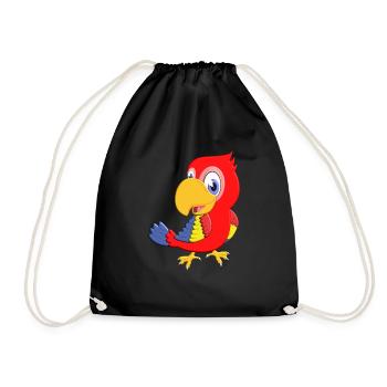 Parrot Feathers Ara Bird Birds Comic Parrot Bird - Drawstring Bag - black - Front