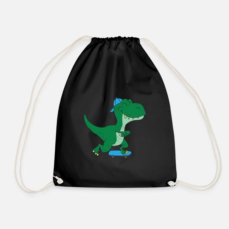 Skateboarding Dinosaurier T-Rex - Turnbeutel - Schwarz